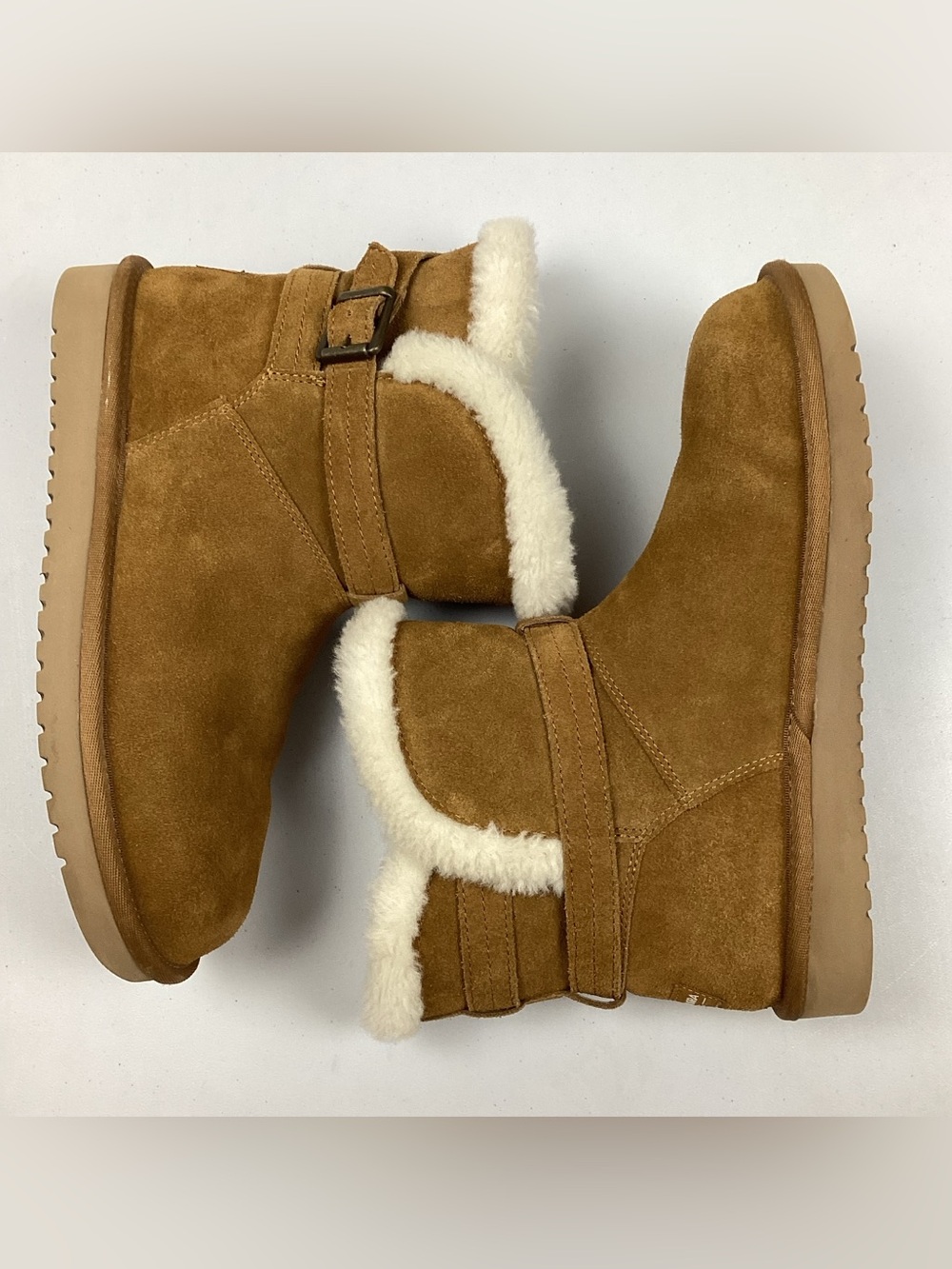 Koolaburra By UGG Delene Mini Chestnut Suede Buckle Boots Women’s Size 8